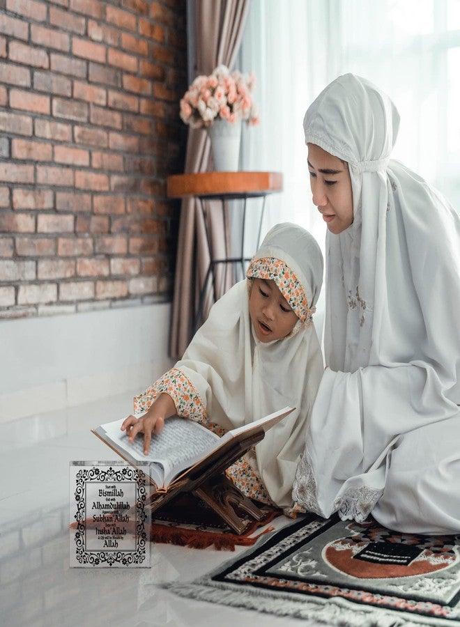 Yookeer Islamic Acrylic Desk Decor Ramadan Decoration for Home 5 Inch Eid Mubarak Sign Hajj Mubarak Table Ornament Start and End with Allah Appreciate and Hope with Allah Birthday Gift(Black) - Image 5